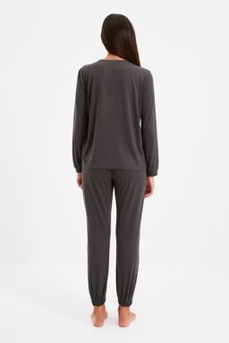 Antrasit %100 Pamuklu Gomlek-Jogger Orme Pijama Tak?m? THMAW21PT0632 - Trendyolmilla фото 5