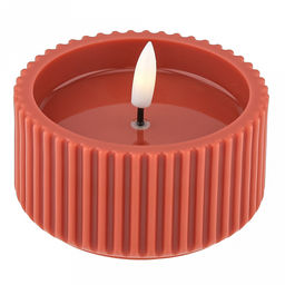 Свеча интерьерная, светодиодная на батарейках д9,7см h5(7)см, свет теплый, с мерцанием, матовый пластик, цвет красный, питание от 2-х батареек АА (в комплект не входят) (Китай)