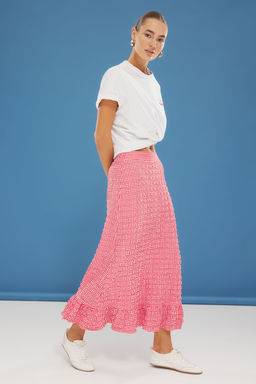 TRENDYOLMILLA Siyah Gofre Kumas Potikare Desen Maxi Boy Dokuma Etek TWOSS25ET00048 фото 7