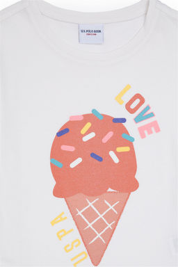 Футболка U.S. Polo Assn для девочек с круглым вырезом экрю хлопок  фото 4