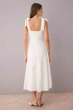 Beyaz Duz Maxi Dokuma Elbise TWOSS25EL00863 - Trendyolmilla фото 15