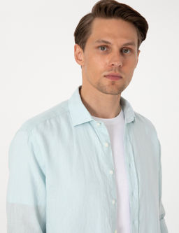 Su Ye_ili %100 Keten Regular Fit Uzunkollu G_mlek - Pierre cardin фото 9