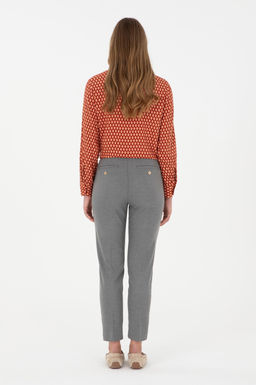 Kad_n Gri Kanvas Carrot High Waist Fit Kanvas Pantolon