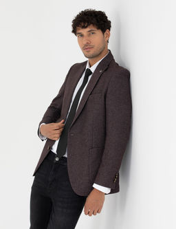 Bordo Ekstra Slim Fit Y_n Kar___ml_ Blazer Ceket