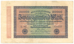 Банкнота 20000 марок 1923 года Германия