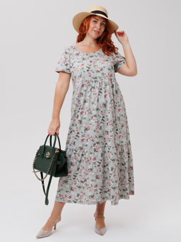 Трикотажное платье серые розы КП-02 (13)