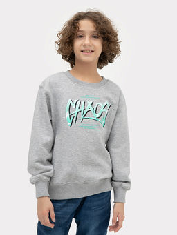 Свитшот для мальчиков серый с печатью