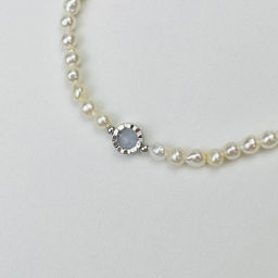 Браслет из Жемчуга и Голубого агата 18 см +