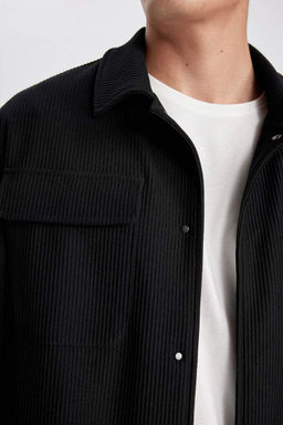 Плиссированная куртка с рубашечным воротником и расслабленным кроем - Defacto фото 8