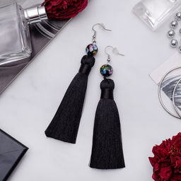 Серьги ассорти Кисти муранское стекло, цвет чёрный, L кисти 8.5 см - Qf фото 2