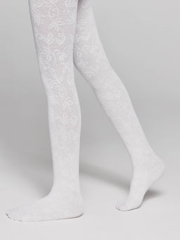 CONTE Эластичные колготки с ажурным цветочным рисунком KETTY bianco