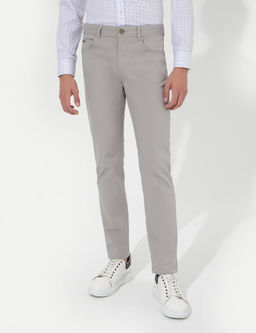 A__k Gri Slim Fit Kanvas Pantolon