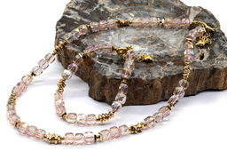 Чокер и браслет из циркона кубик граненый 6*6мм, цвет синий, 40см, 17см - Радуга камня фото 6