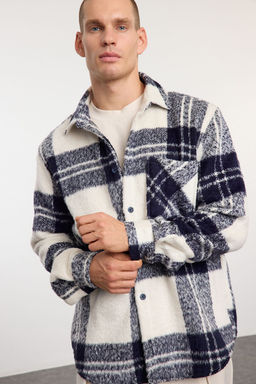 TRENDYOL MAN Ekru Unisex Oversize Fit K?sl?k Kareli Oduncu Gomlek Ceket TMNAW25GO00024 - Trendyolmilla фото 11