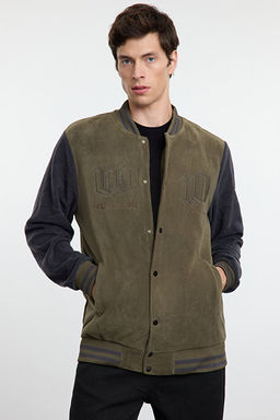 Haki Slim Fit Renk Blok Detayl_ Polar K__l_k Ceket Mont TMNAW25MO00047