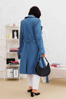 Плащ AURA 7037-176-Р темно-голубой деним