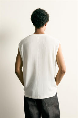 CAMISETA TANK ESTRUCTURA BORDADO COMBINADO / Crudo - Zara фото 3
