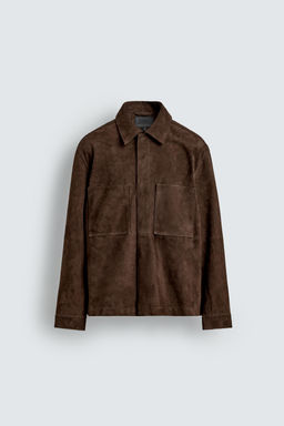 SOBRECAMISA PIEL ANTE BOLSILLOS / Marr?n - Zara фото 7