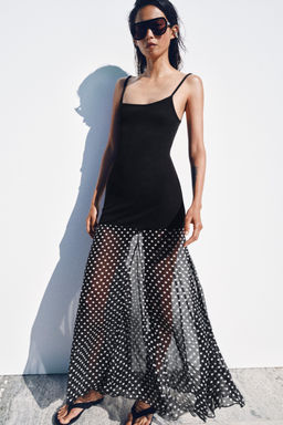 VESTIDO COMBINADO LUNARES / Negro - Zara фото 4