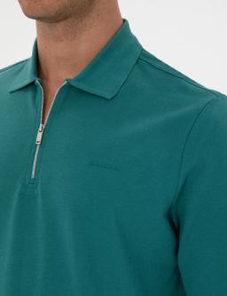 Z_mr_t Slim Fit K_vr_lmaz Fermuarl_ Polo Yaka Basic Pike Sweatshirt