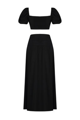 Siyah Dokuma Aksesuarl? Y?rtmacl? Bluz Etek Plaj Tak?m TBESS24AU00036 - Trendyolmilla фото 8