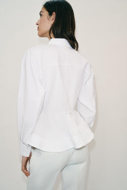 CAMISA POPEL?N PEPLUM / Blanco - Zara фото 7