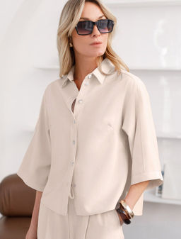 Блузка с широкими рукавами 3/4 из плотного лиоцелла