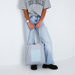 Сумка - шопер с нашивкой NAZAMOK серый, 40387 см  фото 2