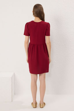 TRENDYOLMILLA Lacivert Duz Etegi Belden Ac?lan Dugme Detayl? Mini Dokuma Elbise TWOSS25EL00401  фото 5