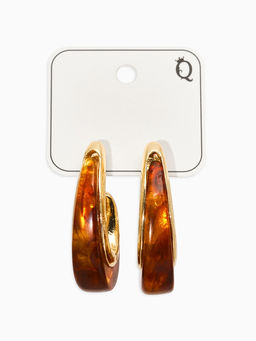 Серьги акрил «Петля», коричневые в золоте