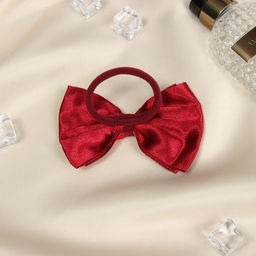 Цена за 6 шт. Бант для волос на резинке «Школьница стиль», бусины, 10.5 см, красный