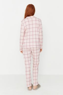 Trendyolmilla Bej %100 Pamuklu Ekoseli Orme Pijama Tak?m? THMAW20PT0266  фото 25