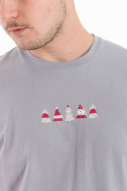 Пижама футболка и шорты М125115Псч серый/черный