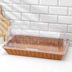 Хлебница Доляна «Крем», плетёное основание, 53×32 см, пластик, коричневая