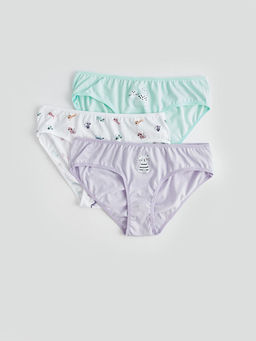 Bask?l? Pamuklu K?z ?ocuk K?lot 3l?