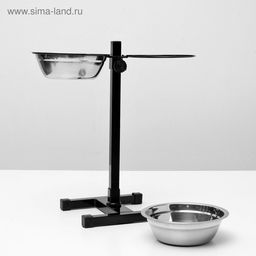 Подставка с мисками, 2700 мл, высота 40 см, разборная, чёрная - Пижон фото 5