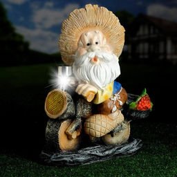 Садовая фигура - фонарь «Лесовик на велосипеде с фонарём» из полистоуна, 50 см, МИКС