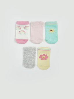 Bask?l? K?z Bebek Patik ?orap 5li