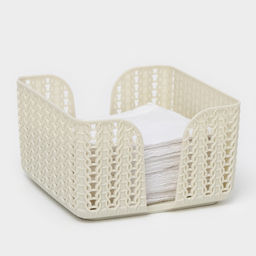 Салфетница IDEA «Вязание», пластик, 14×14×8.5 см, серая