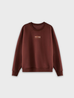 Теплый свитшот мужской коричневый с начесом и художественным принтом - Mark formelle фото 4