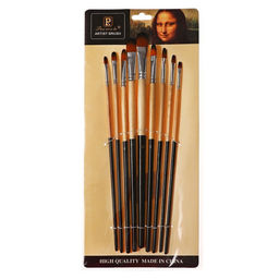 Набор кистей для рисования, нейлон, 9 штук: № 0, 2, 4, 6, 8, 10, 12, 14, 16, закругленные, с длинными ручками, международный размер