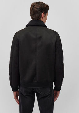 Siyah Suni Deri Ceket - Mavi фото 4