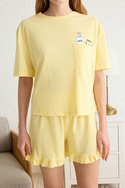 Trendyolmilla Pembe F?rf?rl? Bask?l? Sortlu Orme Pijama Tak?m? THMSS22PT0422  фото 41