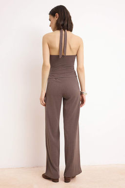 Ac?k Kahverengi Fitted/Vucuda Oturan Dugmeli Boru Paca Jakarl? Orme Alt-Ust Tak?m TWOSS26AU00028 - Trendyolmilla фото 4