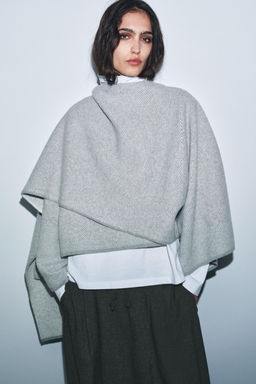 100% WOOL COAT WITH SCARF - Zara фото 2