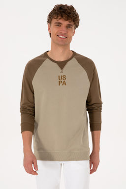 Erkek Bisiklet Yaka Regular Fit Haki Sweatshirt