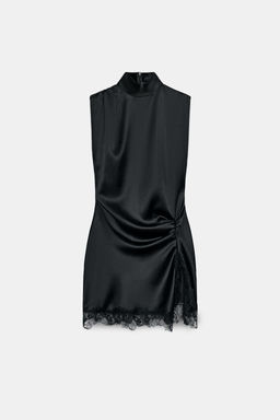 VESTIDO SATINADO ENCAJE / Negro - Zara фото 4