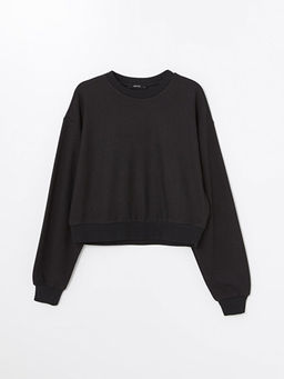 Bisiklet Yaka D?z Uzun Kollu Kad?n Sweatshirt