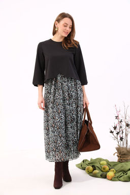 Платье NIKVA н740-12 черный+бирюзовый леопард  фото 4