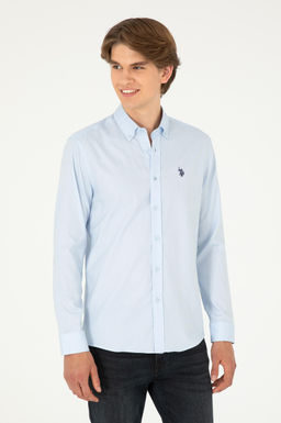 Мужская голубая базовая рубашка с длинным рукавом Неожиданная скидка в корзине - U.s. polo assn фото 3